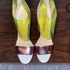 Christian Louboutin Multi Color Suede, Jelly & Leather Cutout Heels